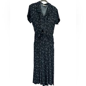 Universal Thread Black Notched Collar Maxi Dress